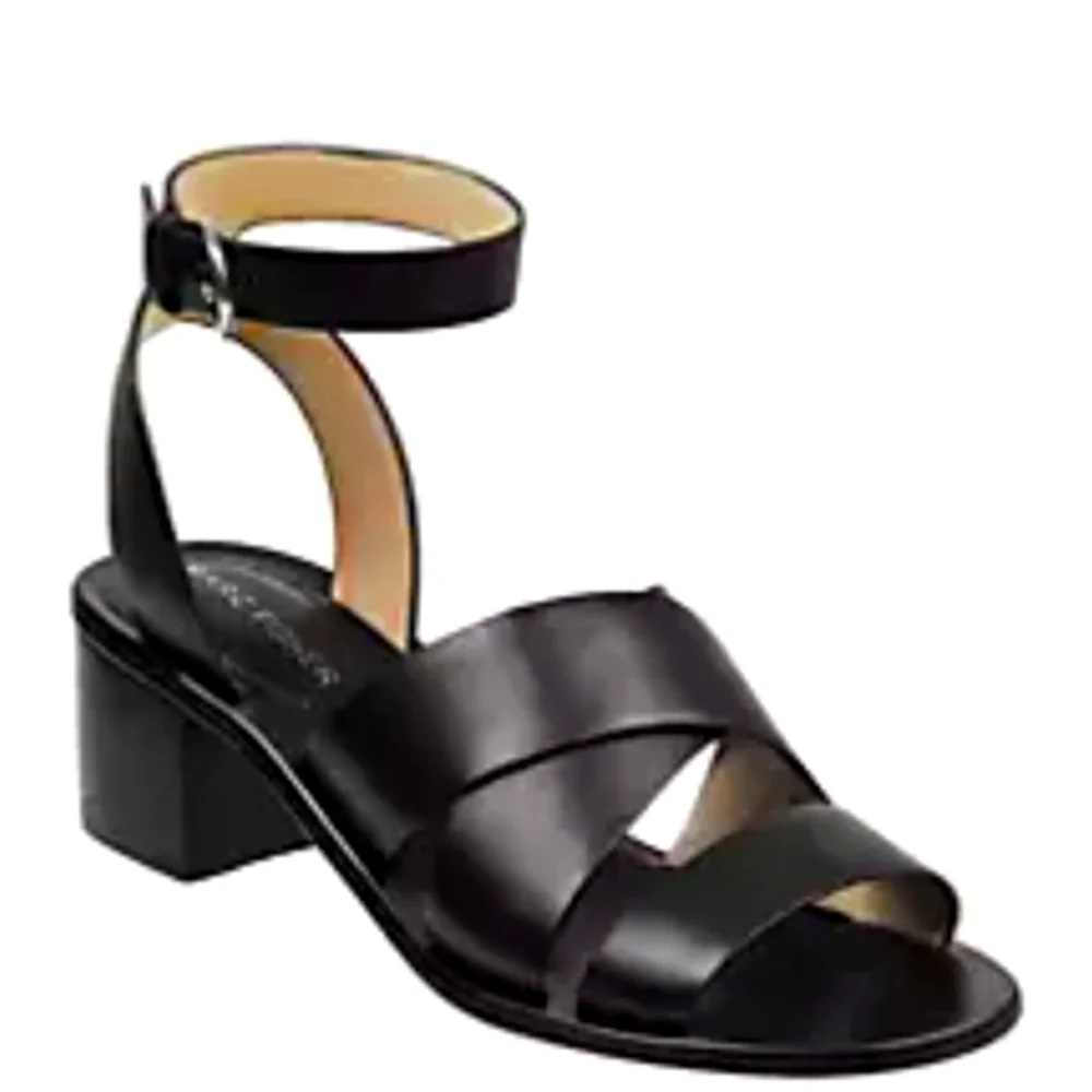 Marc Fisher Black Leather Omelia City Sacked Sandals Size 9.5
